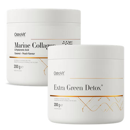 OstroVit Extra Green Detox 200 г + Морський колаген + Гіалуронова кислота 200 г