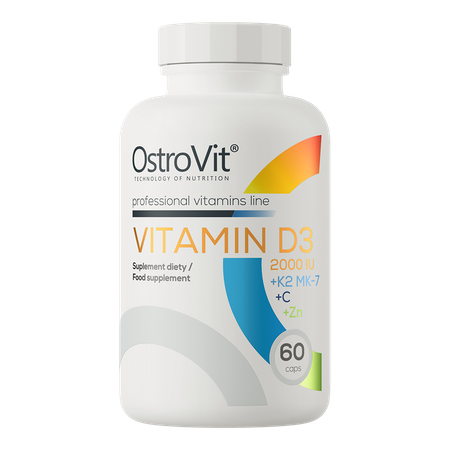 OstroVit Вітамін D3 2000 МО + К2 МК-7 + С + Zn 60 капсул